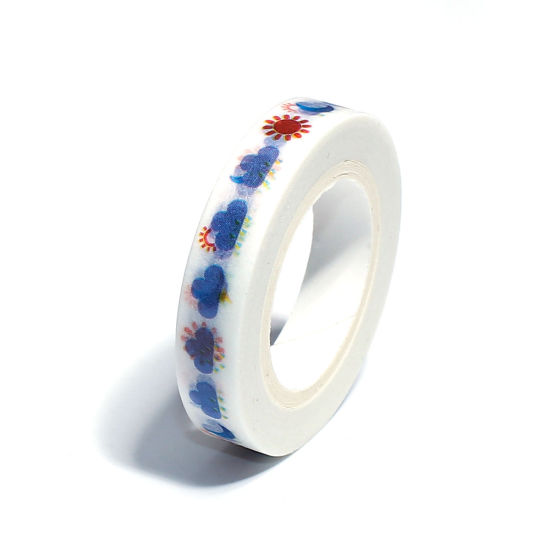 Paper Adhesive Tape White & Blue 1 Piece の画像