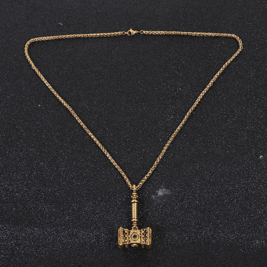 Image de Colliers en Acier Titane Or Vieilli Marteau 56cm Long, 1 Pièce