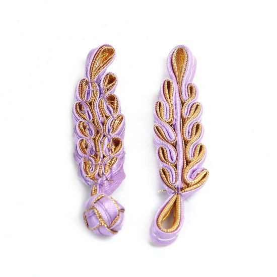 Picture of Satin Chinese Frog Buttons Mauve Leaf 11.5cm x 1.5cm, 1 Pair