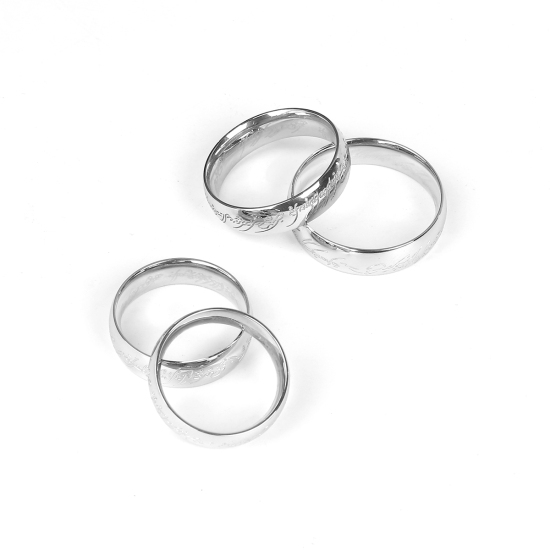 Image de Bagues en Acier Titane Non Ajustable Argent Mat Motif Sculpté 19.9mm (Taille d'US: 10) , 1 Pièce