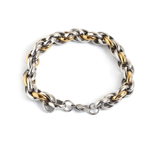 Image de Bracelets en Acier Titane Plaqué Or & Argent Mat 23cm long, 1 Pièce