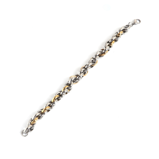 Image de Bracelets en Acier Titane Plaqué Or & Argent Mat 23cm long, 1 Pièce
