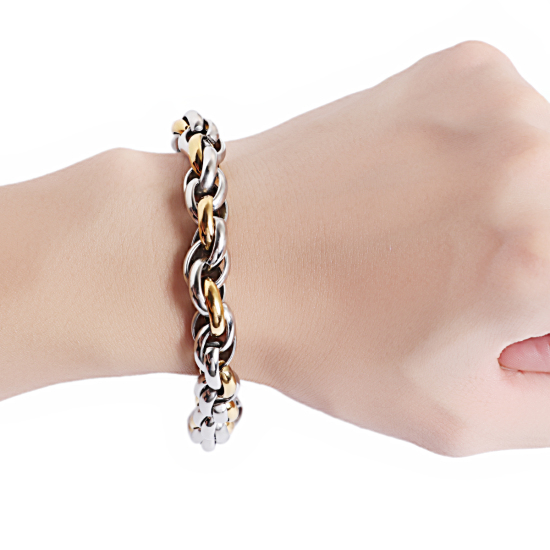 Image de Bracelets en Acier Titane Plaqué Or & Argent Mat 23cm long, 1 Pièce