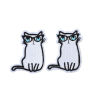 Picture of 2 PCs Fabric Iron On Patches Appliques (With Glue Back) DIY Sewing Craft Clothing Decoration White Cat Animal 6.2cm x 4.6cm