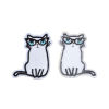Picture of 2 PCs Fabric Iron On Patches Appliques (With Glue Back) DIY Sewing Craft Clothing Decoration White Cat Animal 6.2cm x 4.6cm