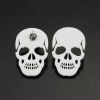 Picture of Ear Post Stud Earrings Silver Tone White Skull 3.3cm x 2.2cm, Post/ Wire Size: (21 gauge), 1 Pair