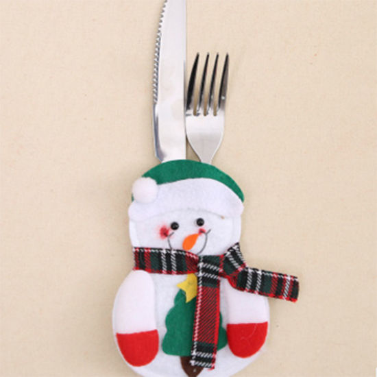 Picture of Nonwovens Tableware Pouch Multicolor Christmas Snowman 14cm x 10cm, 1 Piece