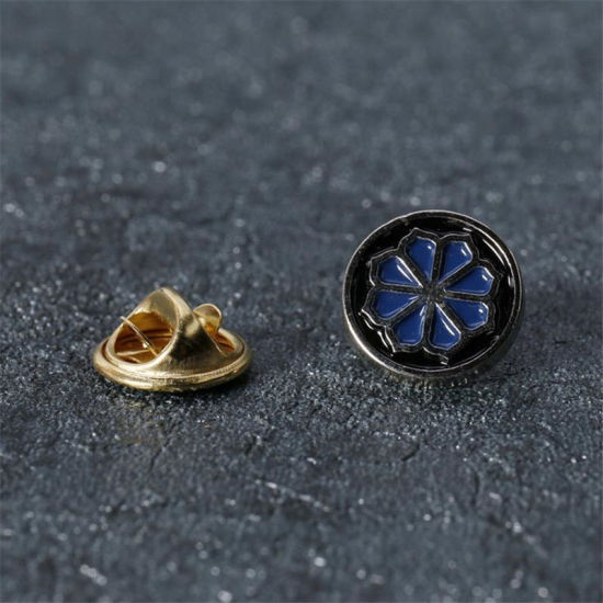 2 個 おしゃれ ブローチ クラウン 盾 金メッキ 黒 エナメル 16mm x 11mm、 の画像