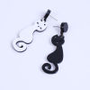 Picture of Earrings Black & White Cat Animal 6.5cm x 1.7cm, Post/ Wire Size: (21 gauge), 1 Pair