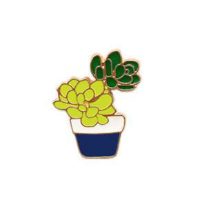 Picture of Pin Brooches Succulent Plant Gold Plated Multicolor Enamel 23mm x 18mm, 1 Piece