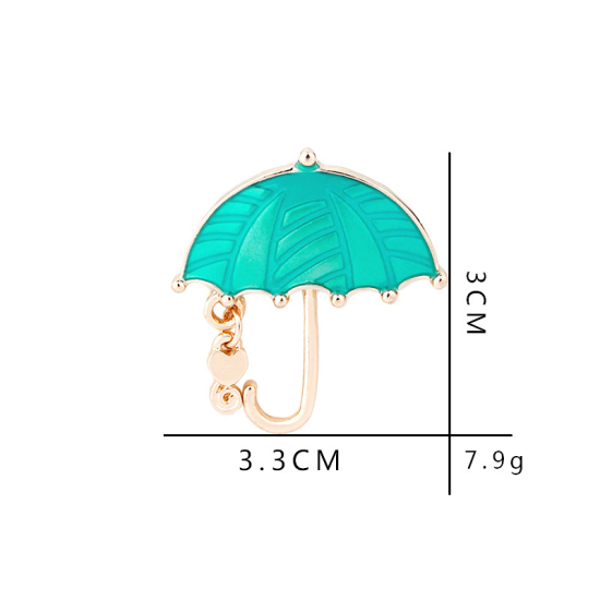 Bild von Brosche Schirm Vergoldet Mintgrün Emaille 3.3cm x 3cm, 1 Stück