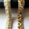 Изображение 1 Yard Polyester & Acrylic Jacquard Webbing Ribbon White Beaded 15mm