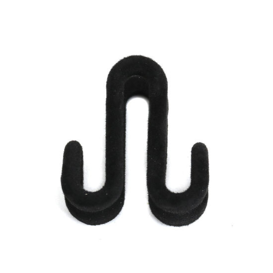 Изображение 1 Piece ABS Double Sided Hanger Connection Hook Black Flocking 3.8cm x 3.5cm