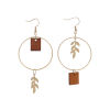 Picture of Earrings Gold Plated Round Leaf 9.1cm x 4cm, Post/ Wire Size: (21 gauge), 1 Pair