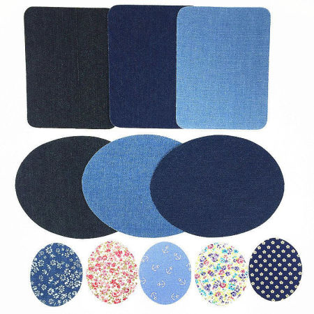 1 Pair (Approx 2 PCs/Packet) Fabric Iron On Patches Appliques (With Glue Back) DIY Sewing Craft Clothing Decoration Dark Blue Oval 14.2cm x 11.3cm