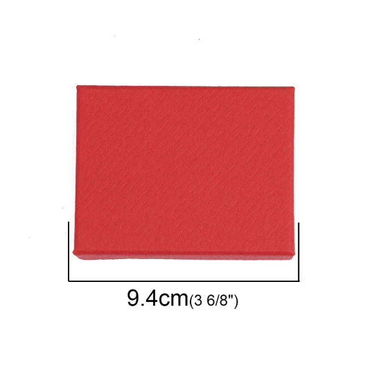 Picture of Paper Jewelry Gift Boxes Rectangle Red 94mm x 74mm , 1 Piece