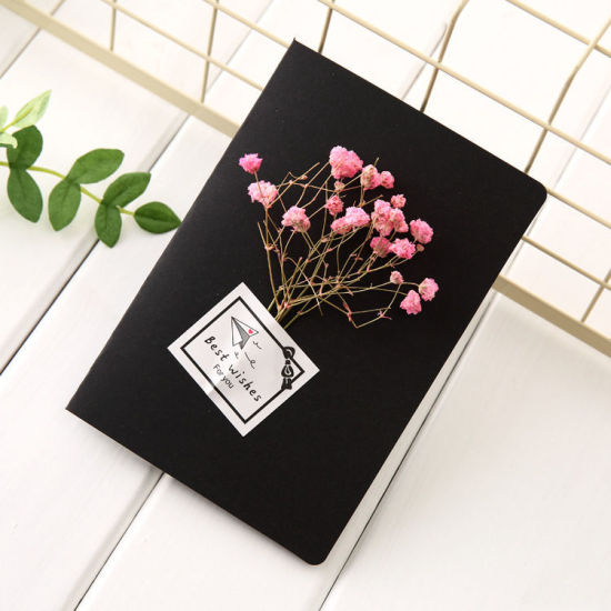 Picture of Paper Greeting Card Rectangle Myosotis Dried Flower Black 1 Set