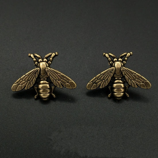 Immagine di 2 Pz Retrò Spilla Ape Oro Antico 27mm x 20mm