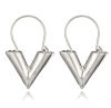 Picture of Simple Metal Earrings Silver Tone V Shape 3.7cm, 1 Pair