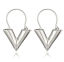 Picture of Simple Metal Earrings Silver Tone V Shape 3.7cm, 1 Pair
