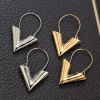 Picture of Simple Metal Earrings Silver Tone V Shape 3.7cm, 1 Pair