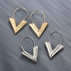 Picture of Simple Metal Earrings Silver Tone V Shape 3.7cm, 1 Pair