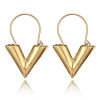 Picture of Simple Metal Earrings Silver Tone V Shape 3.7cm, 1 Pair