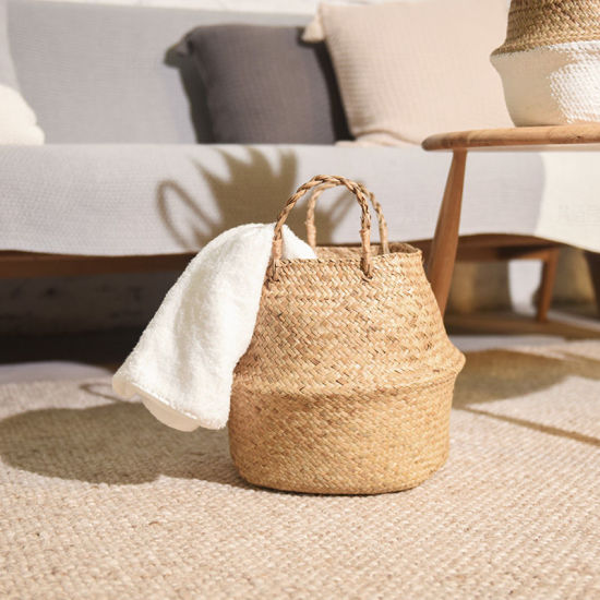 Picture of 1 Piece Natural Rattan Storage Container Box Basket Original Color Foldable 22cm