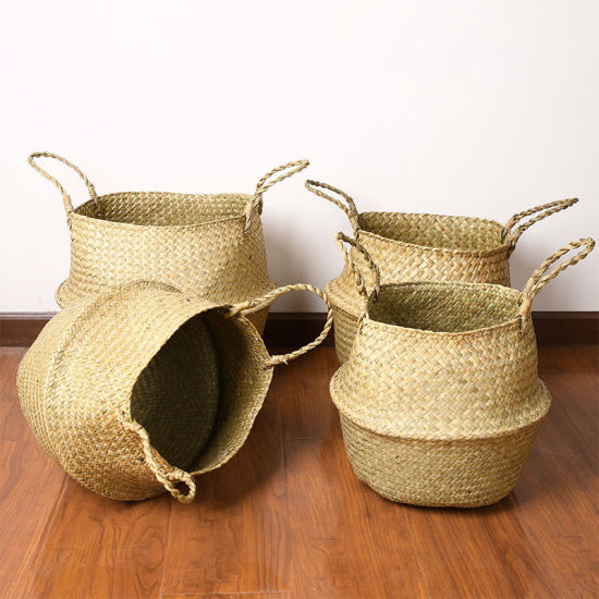 Picture of 1 Piece Natural Rattan Storage Container Box Basket Original Color Foldable 27cm