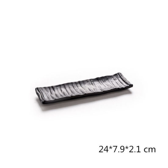 Immagine di 1 Pz Melamina Piatti da Tavola Nero Rettangolo 32cm x 10.5cm