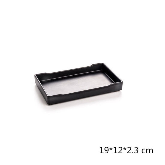 Immagine di 1 Pz Melamina Piatti da Tavola Nero Rettangolo 32cm x 10.5cm