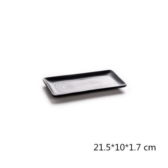 Immagine di 1 Pz Melamina Piatti da Tavola Nero Rettangolo 32cm x 10.5cm