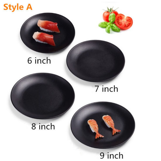 Picture of 1 Piece Melamine Tableware Plates Black Round 15.2cm Dia.