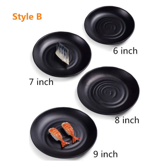 Picture of 1 Piece Melamine Tableware Plates Black Round 15.2cm Dia.