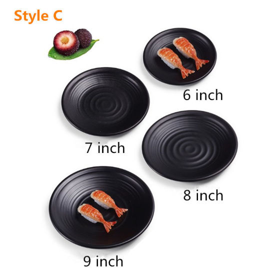 Picture of 1 Piece Melamine Tableware Plates Black Round 15.2cm Dia.
