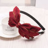 Imagen de Satén Mujeres Cinta de pelo Color de Vino Tinto Bowknot 1 Unidad