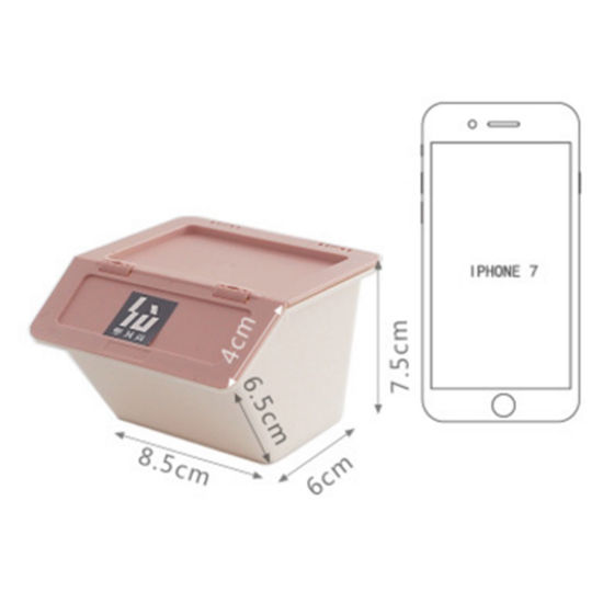 Picture of Plastic Storage Container Box Basket Light Pink 8.5cm x 7.5cm, 1 Piece