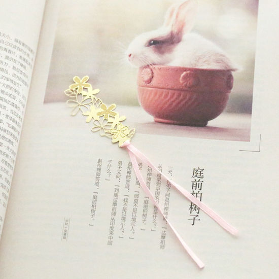 Bild von Messing Exquisit Lesezeichen Japanische Kirschblüte Originalfarbe 1 Stück