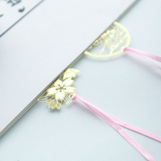 Image de Marque-Pages Exquis en Laiton Fleur Sakura Couleur Original 1 Pièce