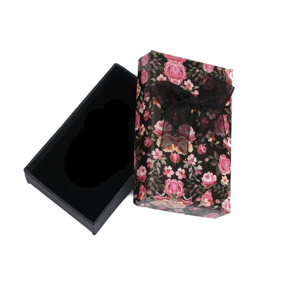 Picture of Paper Jewelry Gift Boxes Rectangle Multicolor Flower Pattern 81mm x 51mm , 1 Piece