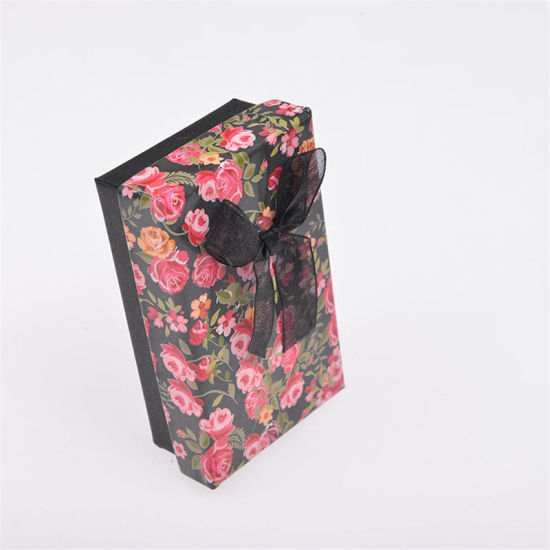 Picture of Paper Jewelry Gift Boxes Rectangle Multicolor Flower Pattern 81mm x 51mm , 1 Piece