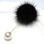 Picture of 1 Piece Stylish Pin Brooches Pom Pom Ball Gold Plated Black Imitation Pearl