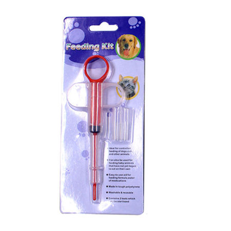 Plastic Pet Medicine Feeder Red 14.7cm(5 6/8") x 5.9cm(2 3/8"), 1 Set