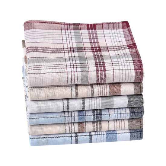 Cotton Handkerchief  Square Mixed Color 38cm x 38cm, 6 Sheets の画像