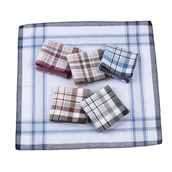 Image de Cotton Handkerchief  Square Mixed Color 38cm x 38cm, 6 Sheets