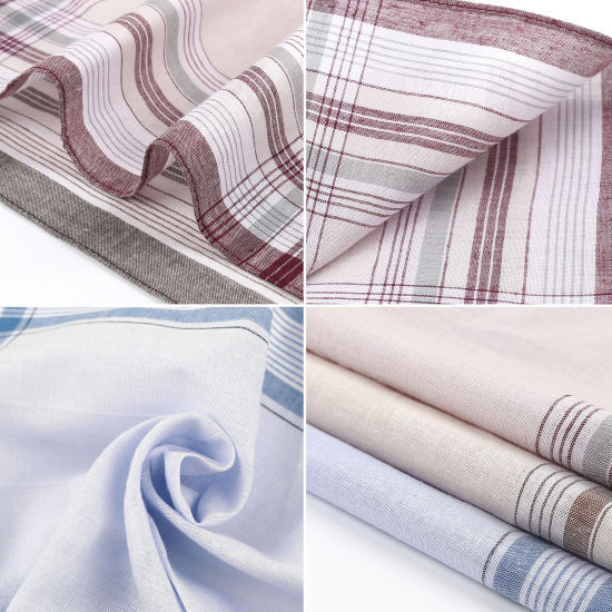 Cotton Handkerchief  Square Mixed Color 38cm x 38cm, 6 Sheets の画像