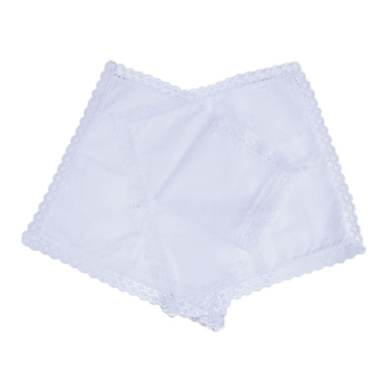 Image de Cotton Handkerchief Square Lace White 26cm x 25cm, 6 Sheets