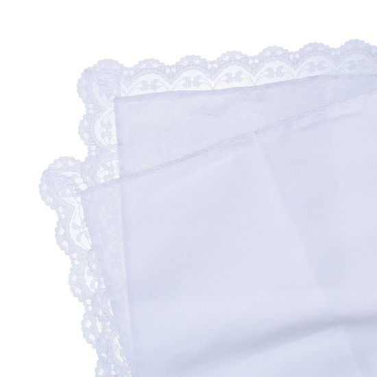 Bild von Baumwolle Taschentuch Quadrat Spitze Weiß 26cm x 25cm, 6 Blätter