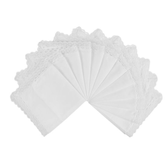 Изображение Cotton Handkerchief  Square Lace White 25.5cm x 25.5cm, 6 PCs