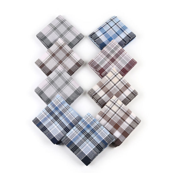 Image de Cotton Men's Handkerchief Square Mixed Color 38cm x 38cm, 9 PCs